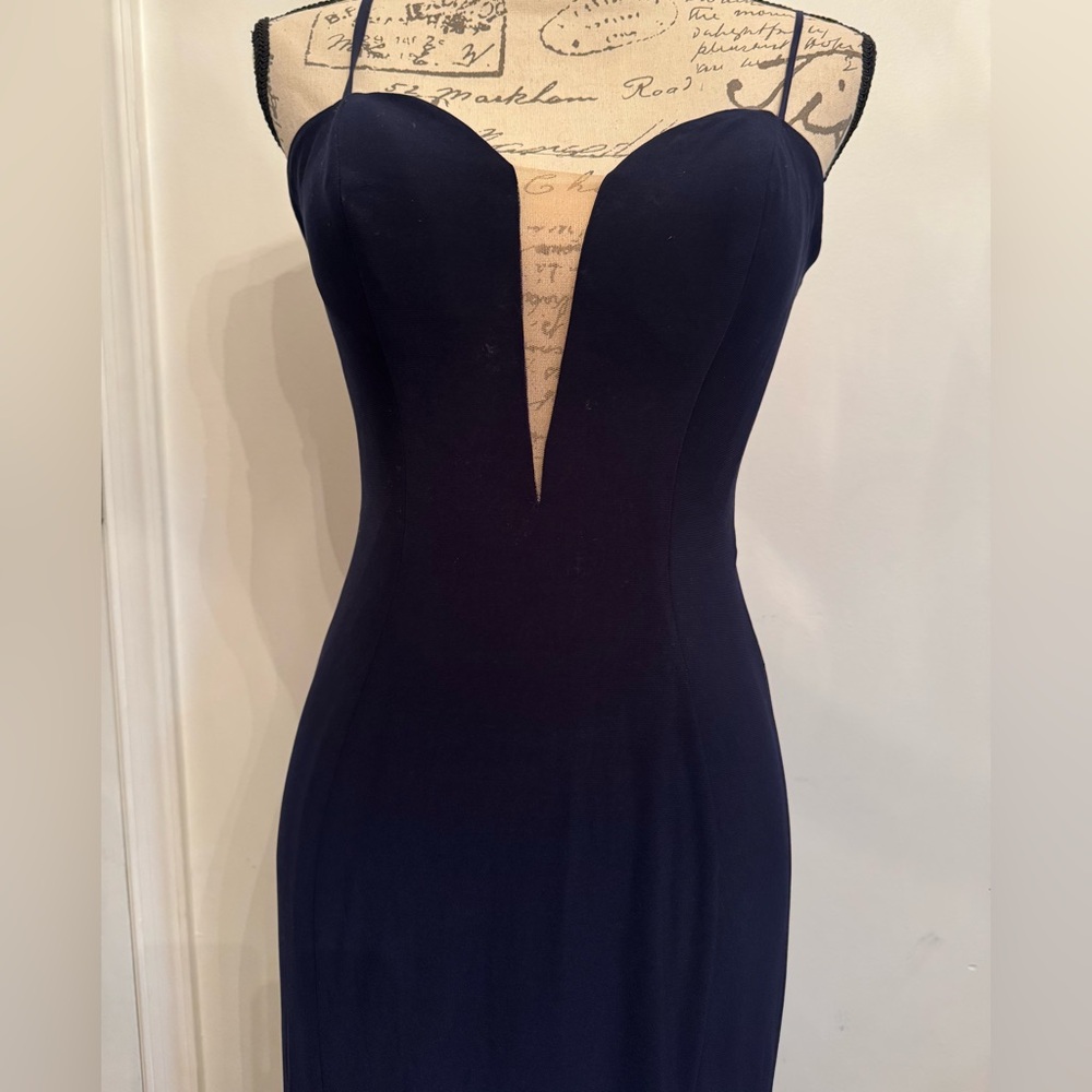 Ieena for Mac Duggal Navy Blue Evening Gown - Picture 2 of 13